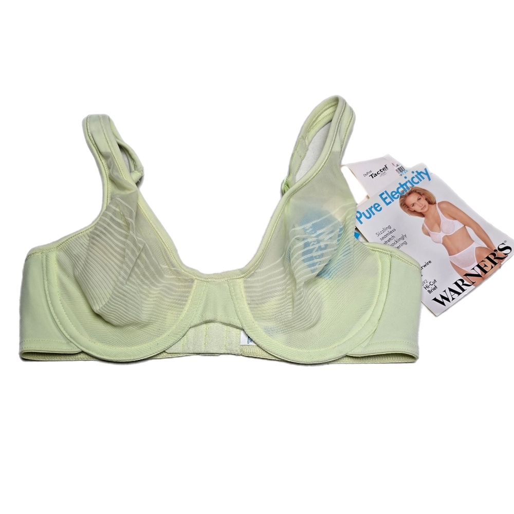 Vintage Warners Pure Electricity Sheer Underwire Neon Green Bra 34B (02592) NWT